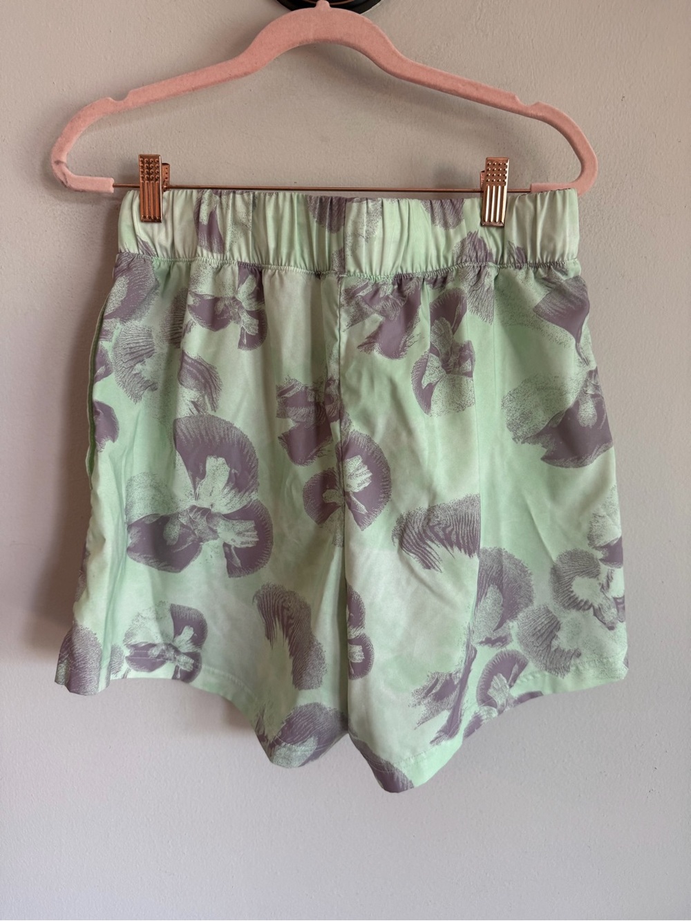 Adidas Womens Mint Green Purple Floral Print Athletic Shorts Size Medium